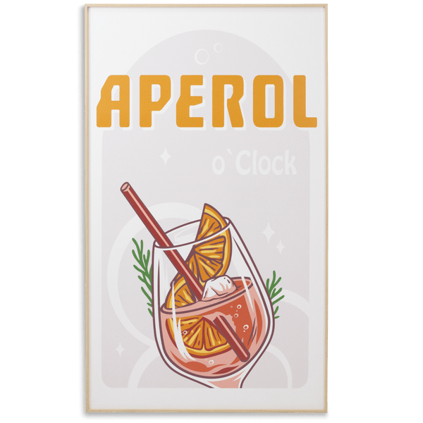 Aperol Oclock - 60 x 100cm Outdoor UV Wall Art with Beech Aluminium Frame