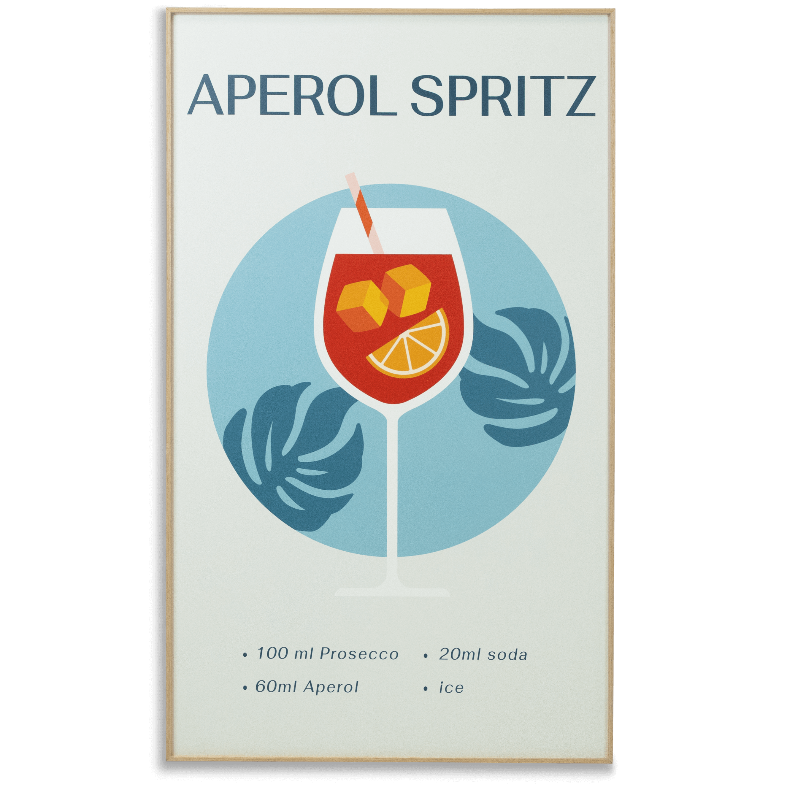 *IN STORE PICK UP ONLY* Aperol Spritz - 60 x 100cm Outdoor UV Wall Art with Beech Aluminium Frame