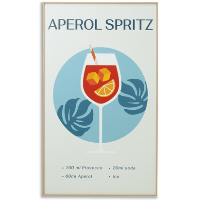 *IN STORE PICK UP ONLY* Aperol Spritz - 60 x 100cm Outdoor UV Wall Art with Beech Aluminium Frame