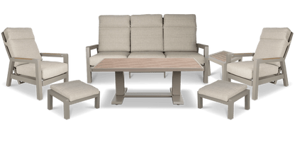 Atlanta 7pc Lounge Set with recline function in Taupe with Latte Spun Polyester Cushions and Polywood Accent