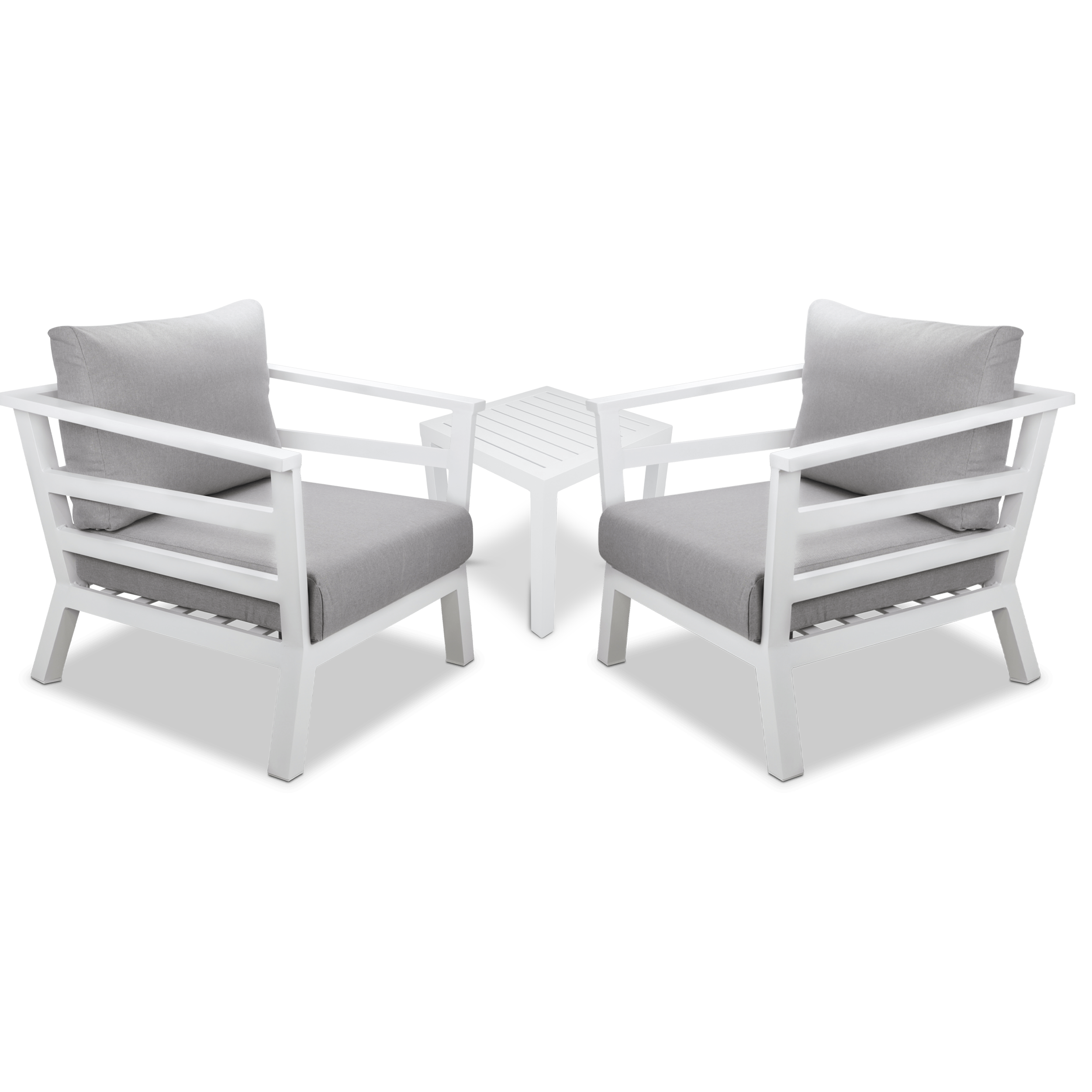 Aveiro & San Sebastian 3pc Occasional Set in Arctic White with Stone Olefin Cushions