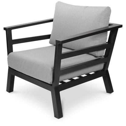 Aveiro Outdoor Armchair in Gunmetal Grey with Stone Olefin Cushion - The Furniture Shack