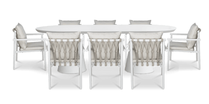Azure Dining Setting in Arctic White with Rope Chairs