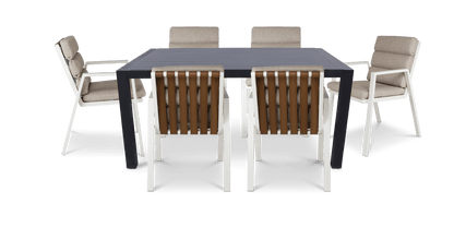 Bahamas Rectangle 7 Piece Outdoor Setting in Gunmetal with Aluminium Chairs