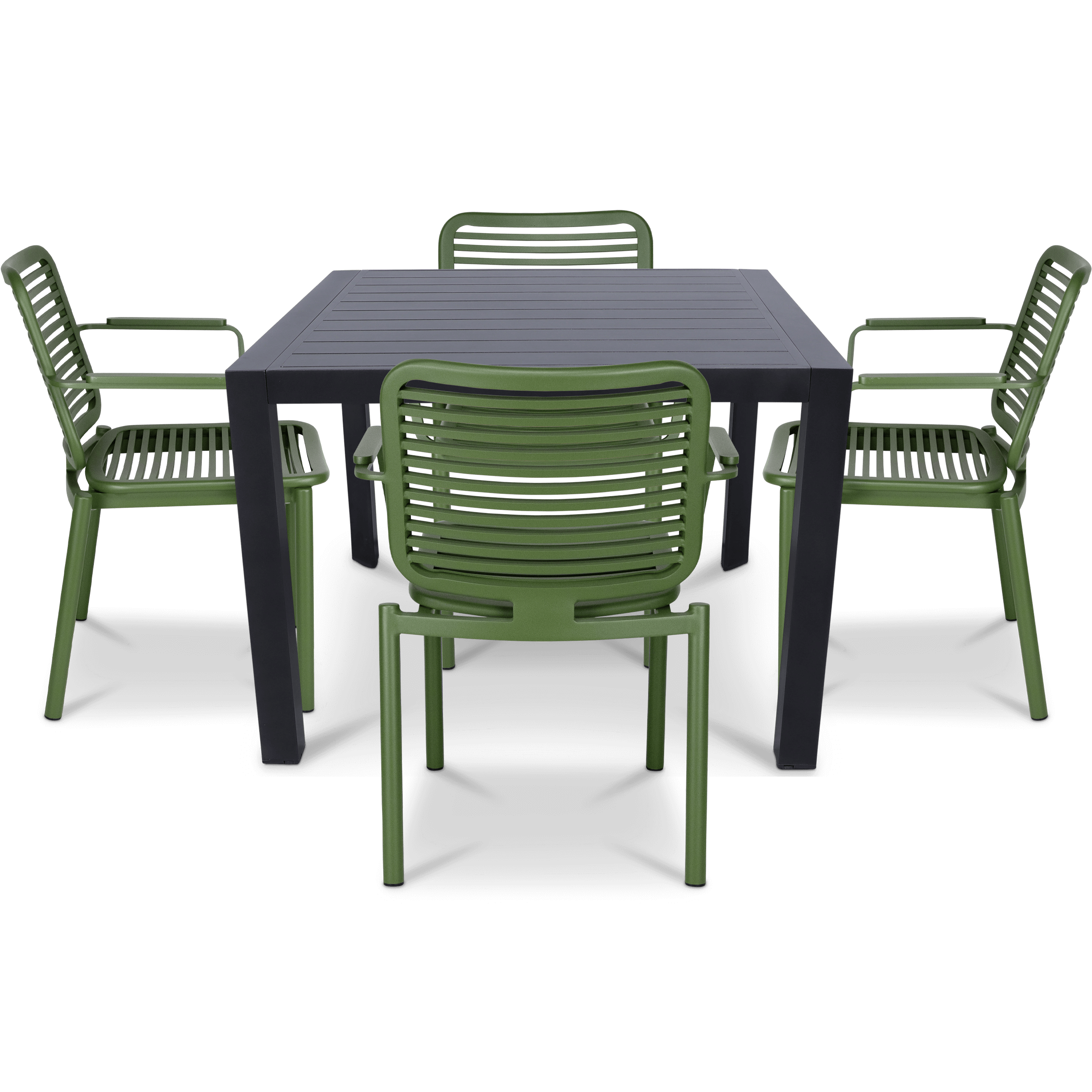 Bahamas Square 5 Piece Outdoor Setting in Gunmetal with Aluminium Chairs