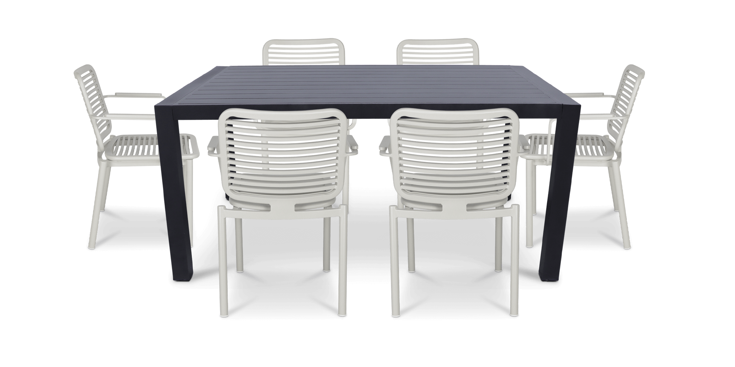 Bahamas Rectangle 7 Piece Outdoor Setting in Gunmetal with Aluminium Chairs