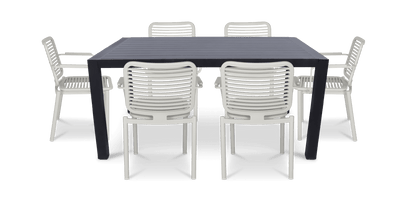 Bahamas Rectangle 7 Piece Outdoor Setting in Gunmetal with Aluminium Chairs