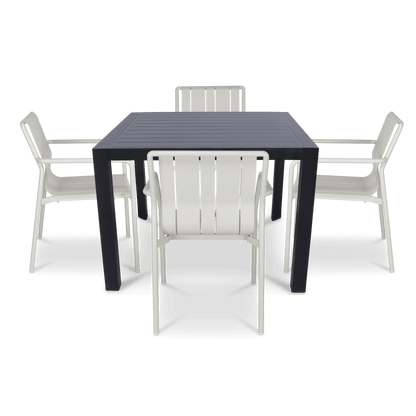 Bahamas Square 5 Piece Outdoor Setting in Gunmetal with Aluminium Chairs