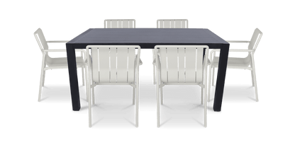 Bahamas Rectangle 7 Piece Outdoor Setting in Gunmetal with Aluminium Chairs