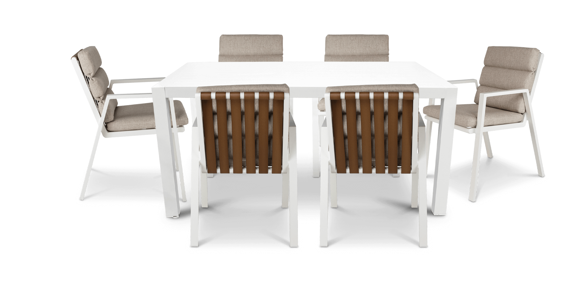 Bahamas Rectangle 7 Piece Outdoor Setting in Arctic White with Aluminium Chairs