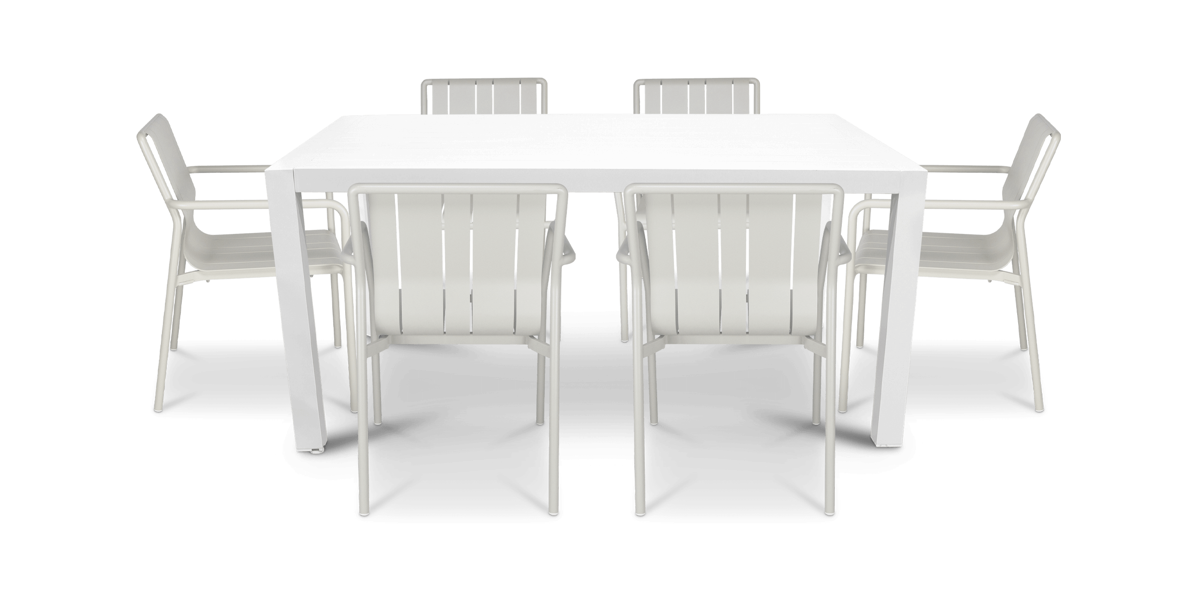 Bahamas Rectangle 7 Piece Outdoor Setting in Arctic White with Aluminium Chairs