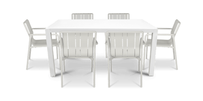 Bahamas Rectangle 7 Piece Outdoor Setting in Arctic White with Aluminium Chairs
