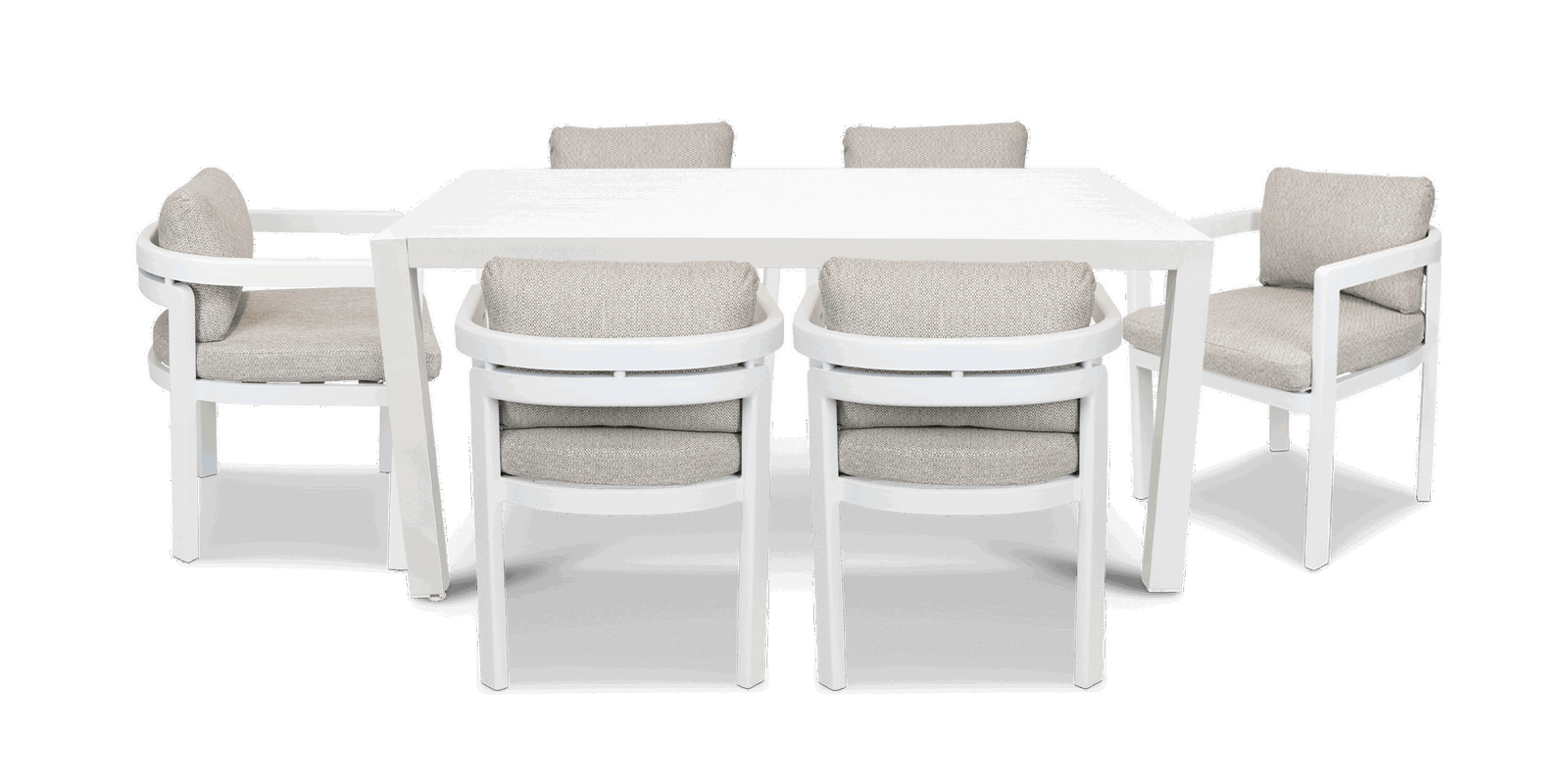 Bahamas Rectangle 7 Piece Outdoor Setting in Arctic White with Aluminium Chairs - The Furniture Shack