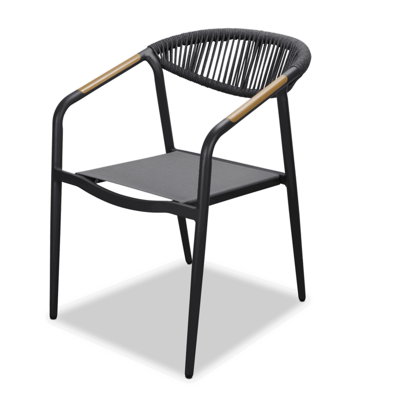 Bahamas Rectangle 7 Piece Outdoor Setting in Gunmetal with Rope Chairs - The Furniture Shack