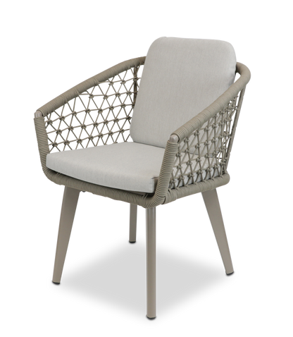 Bahamas Rectangle 7 Piece Outdoor Setting in Gunmetal with Rope Chairs - The Furniture Shack