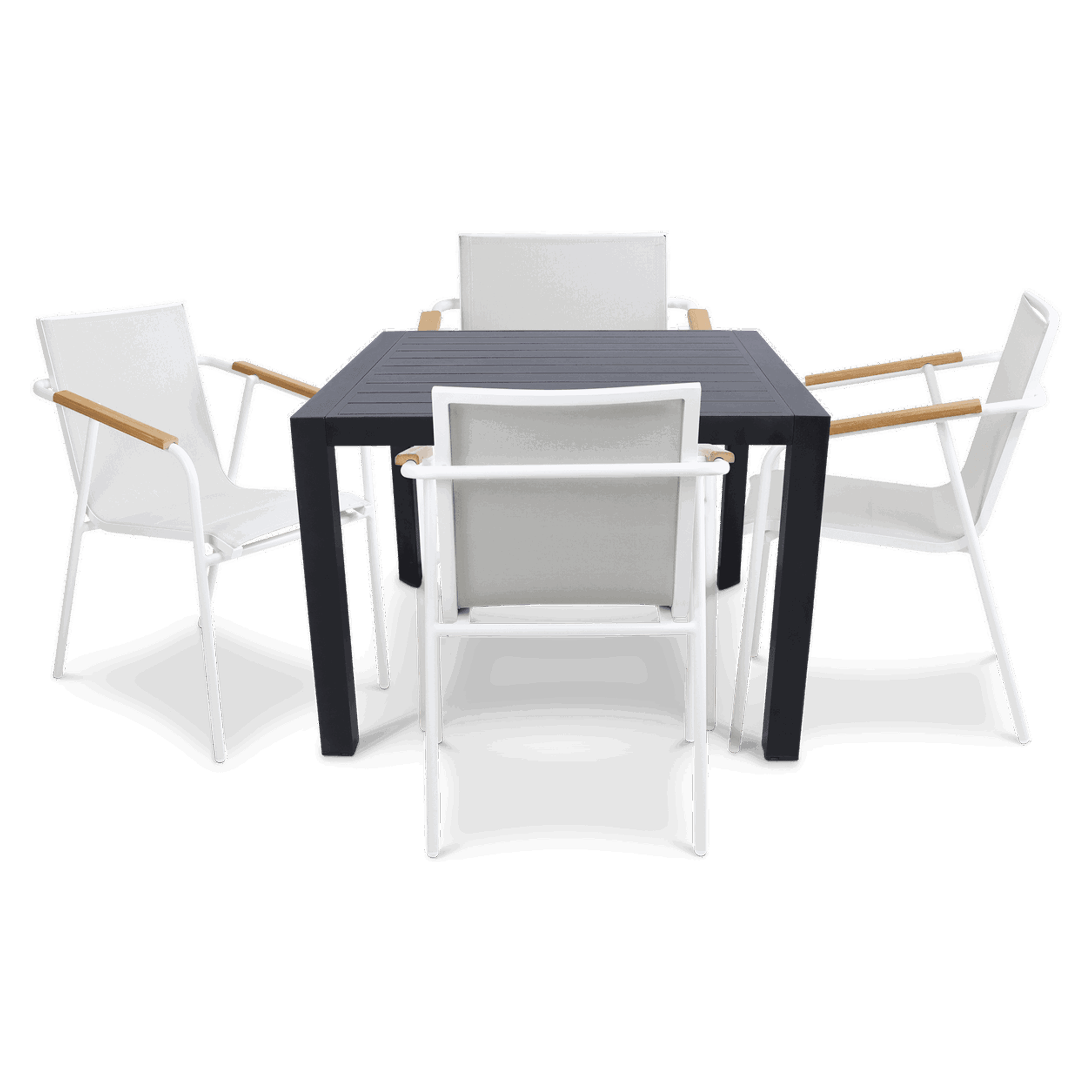 Bahamas Square 5 Piece Outdoor Setting in Gunmetal with Aluminium Chairs