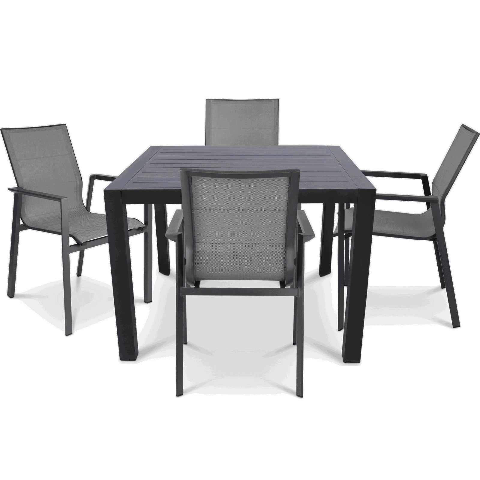Bahamas Square 5 Piece Outdoor Setting in Gunmetal with Aluminium Chairs - The Furniture Shack