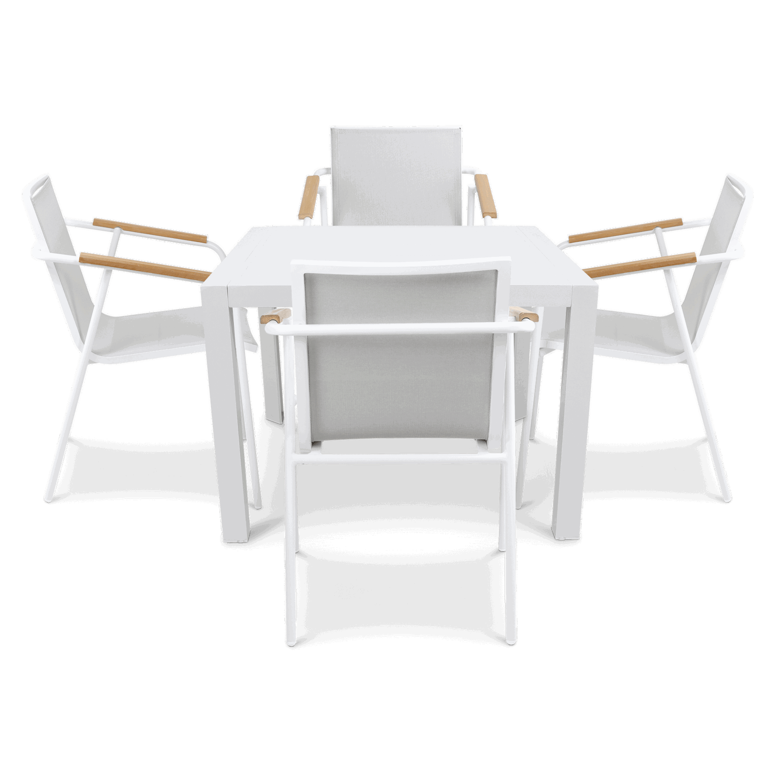 Bahamas Square Cafe 5 Piece Outdoor Setting in Arctic White with Aluminium Chairs