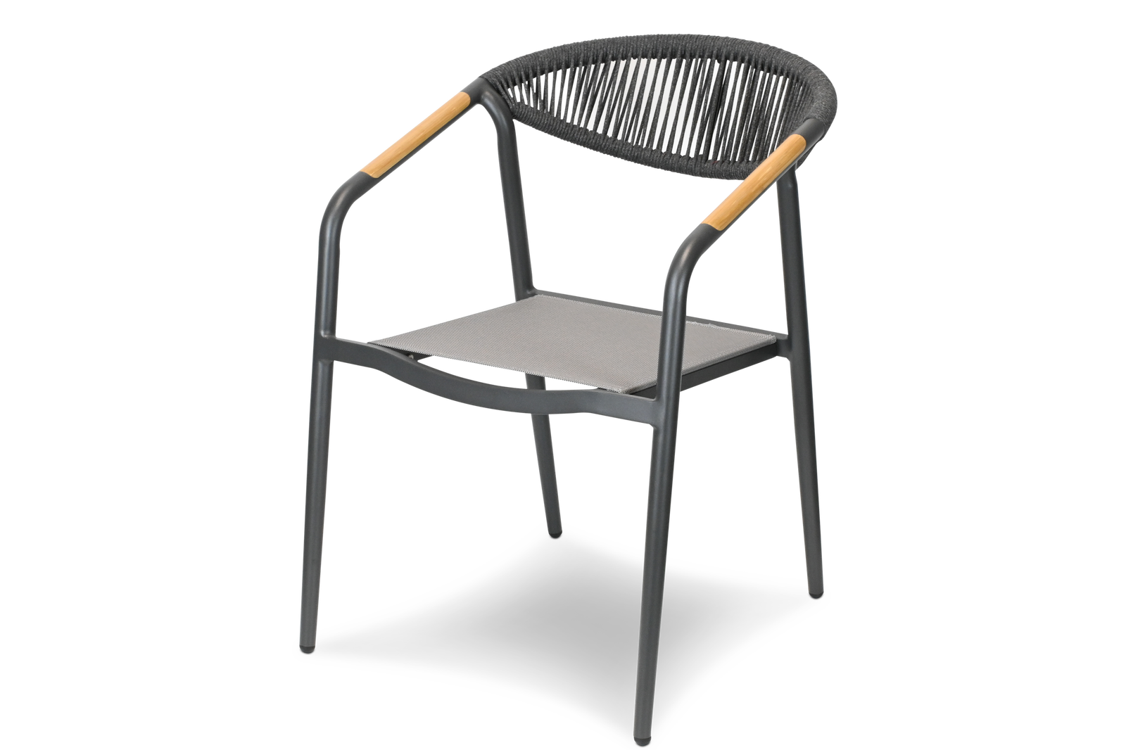 Bahamas Square Cafe 5 Piece Outdoor Setting in Arctic White with Rope Chairs - The Furniture Shack