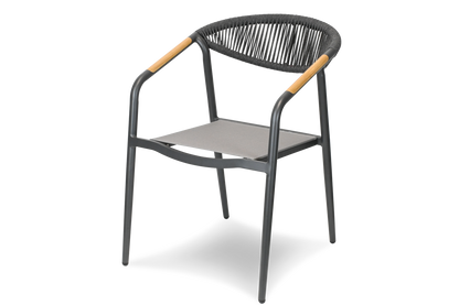Bahamas Square Cafe 5 Piece Outdoor Setting in Arctic White with Rope Chairs - The Furniture Shack