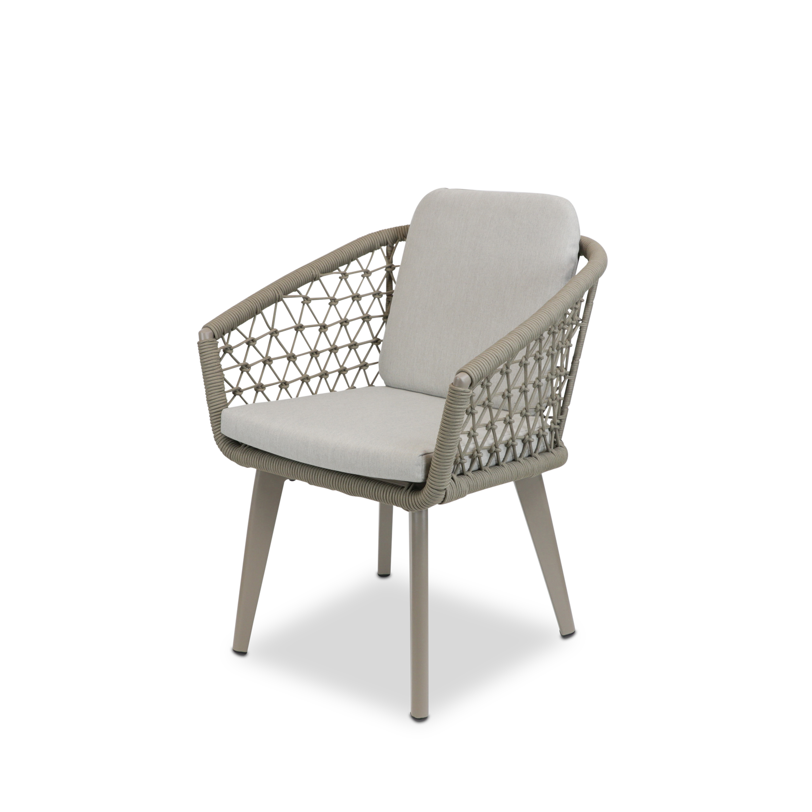 Bahamas Square Cafe 5 Piece Outdoor Setting in Arctic White with Rope Chairs - The Furniture Shack