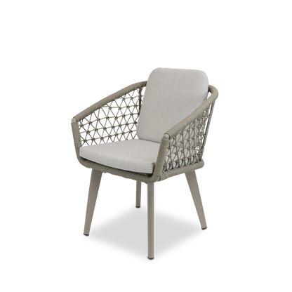 Bahamas Square Cafe 5 Piece Outdoor Setting in Arctic White with Rope Chairs - The Furniture Shack