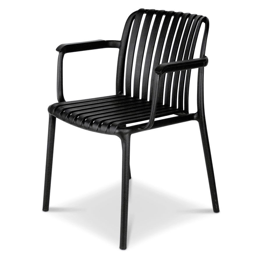 Salerno UV Polypropylene Premium Dining Chair with Arm in Midnight Black