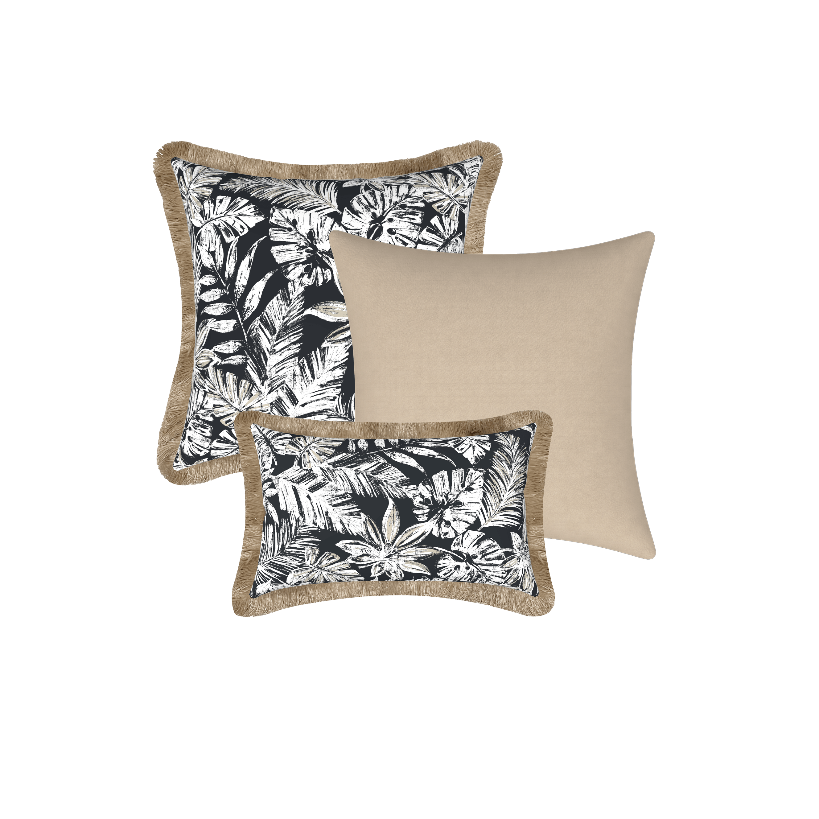 Tahiti Outdoor Cushions Stylist Selection - Black Escape with Sandstone 3pc