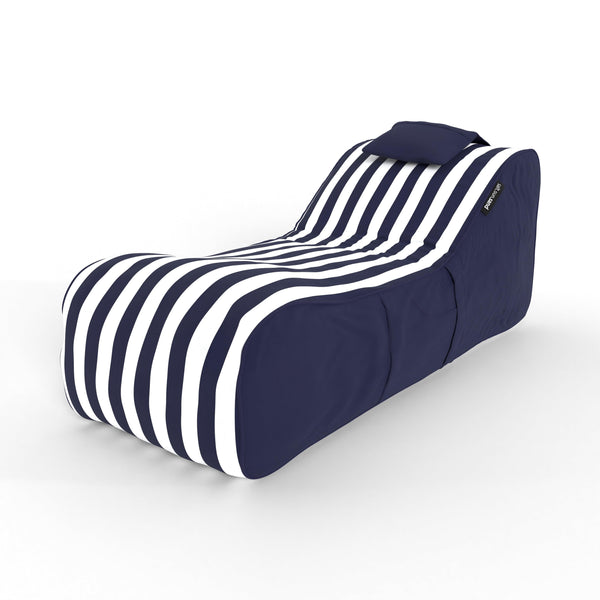 Bondi Indoor/Outdoor Bean Bag in Navy Stripe - The Furniture Shack