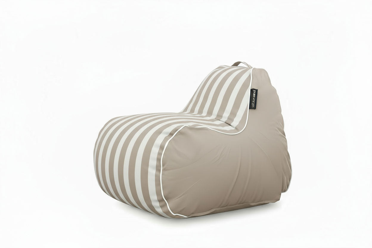 Byron Bay Indoor/Outdoor Bean Bag in Taupe Stripe
