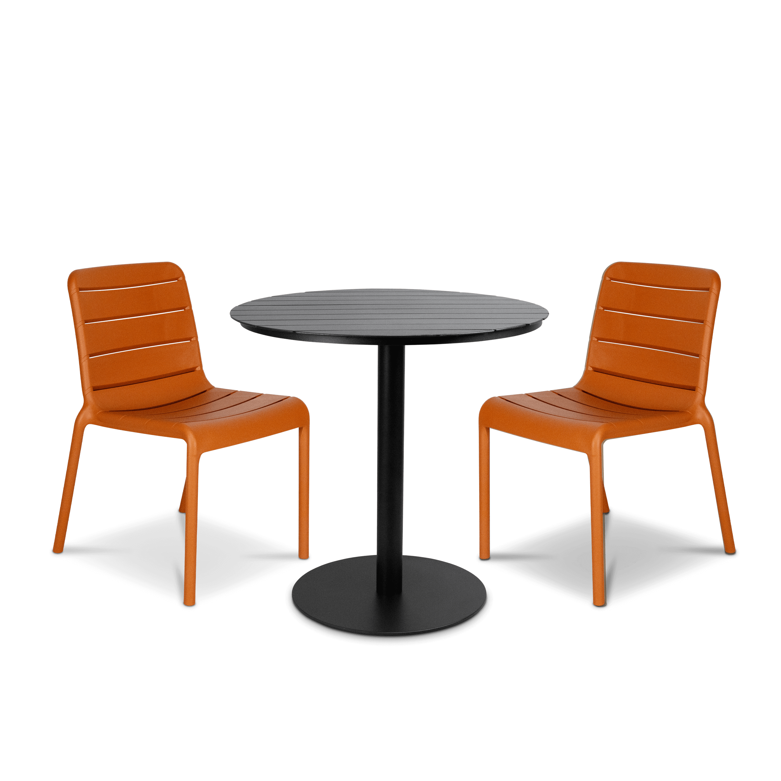 Cafe Collection Round 3pc Dining Suite in Gunmetal with Aura UV Plastic Chairs (PP)