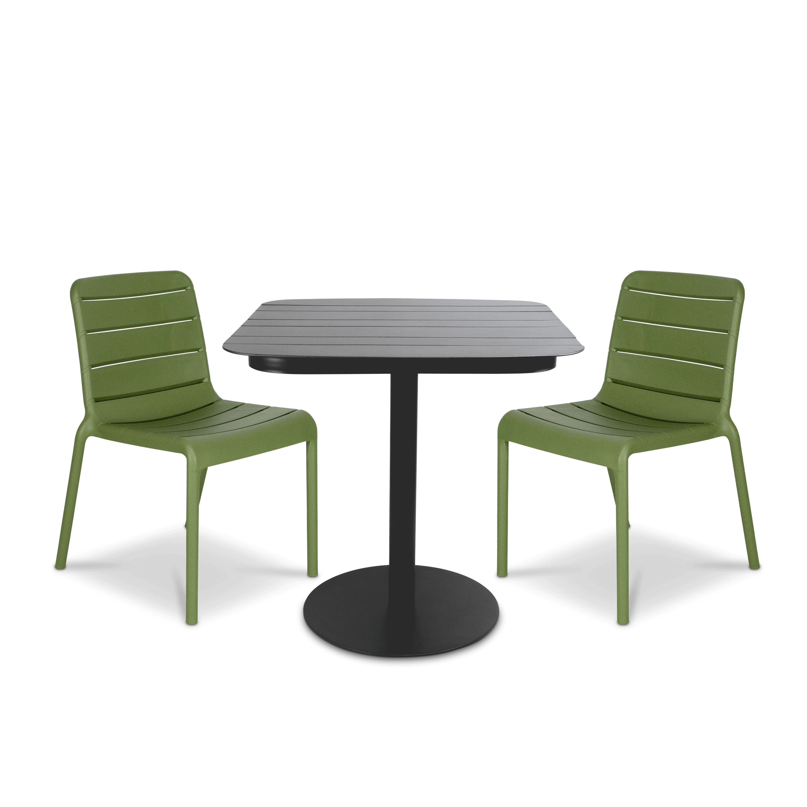Cafe Collection Square 3pc Dining Suite in Gunmetal with Aura UV Plastic Chairs (PP)
