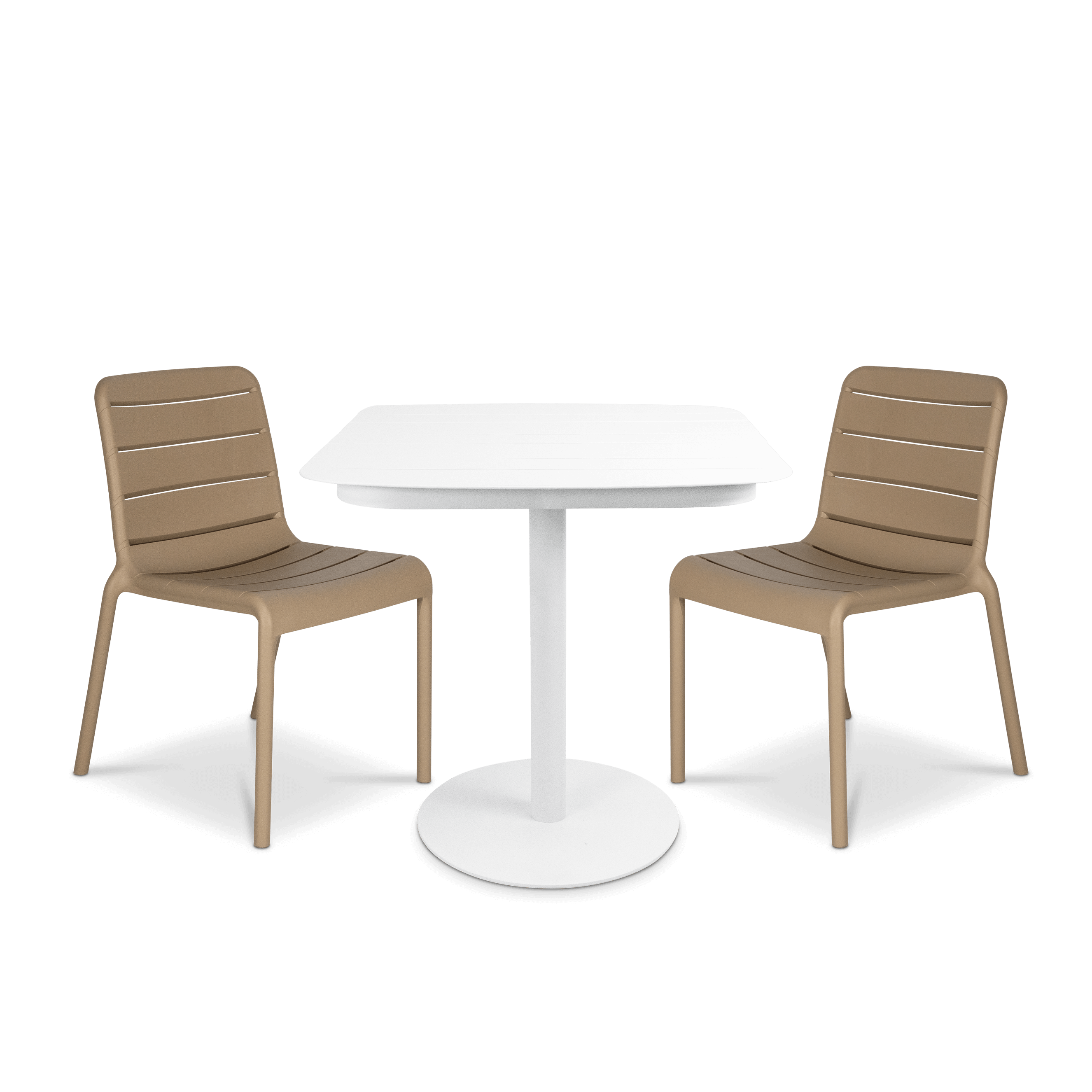 Cafe Collection Square 3pc Dining Suite in Arctic White with Aura UV Plastic Chairs (PP)