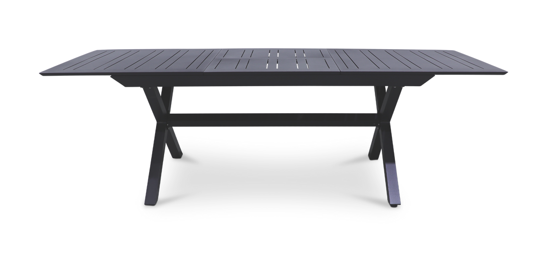 Caribbean Outdoor Extension Table in Gunmetal with UV Plastic Outdoor Chairs (PP)