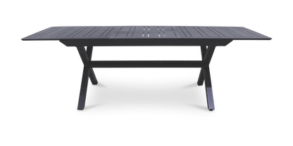 Caribbean Outdoor Extension Table in Gunmetal with Aluminium Chairs - The Furniture Shack