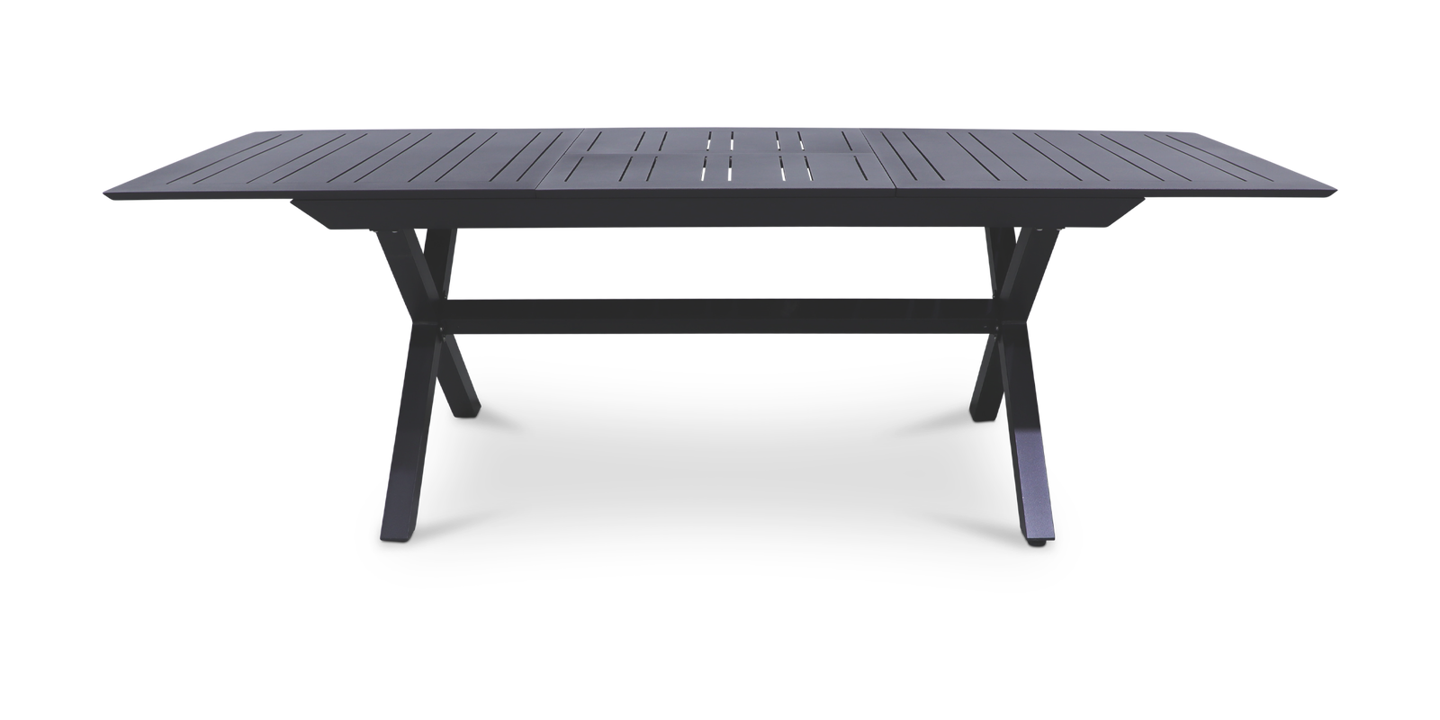 Caribbean Outdoor Extension Table in Gunmetal with Wicker Chairs - The Furniture Shack