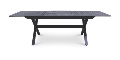 Caribbean Outdoor Extension Table in Gunmetal with Wicker Chairs - The Furniture Shack