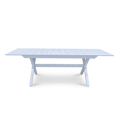 Caribbean Outdoor Extension Table in White with Rope Chairs - The Furniture Shack