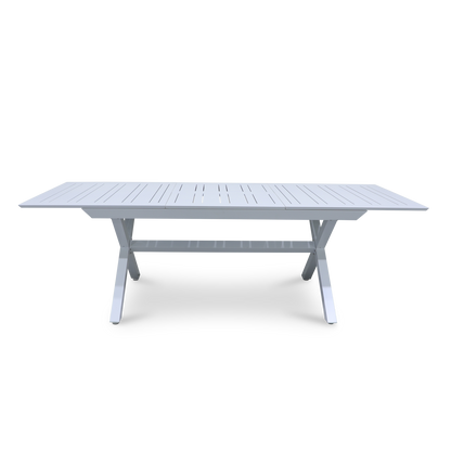 Caribbean Outdoor Extension Table in White with Rope Chairs - The Furniture Shack