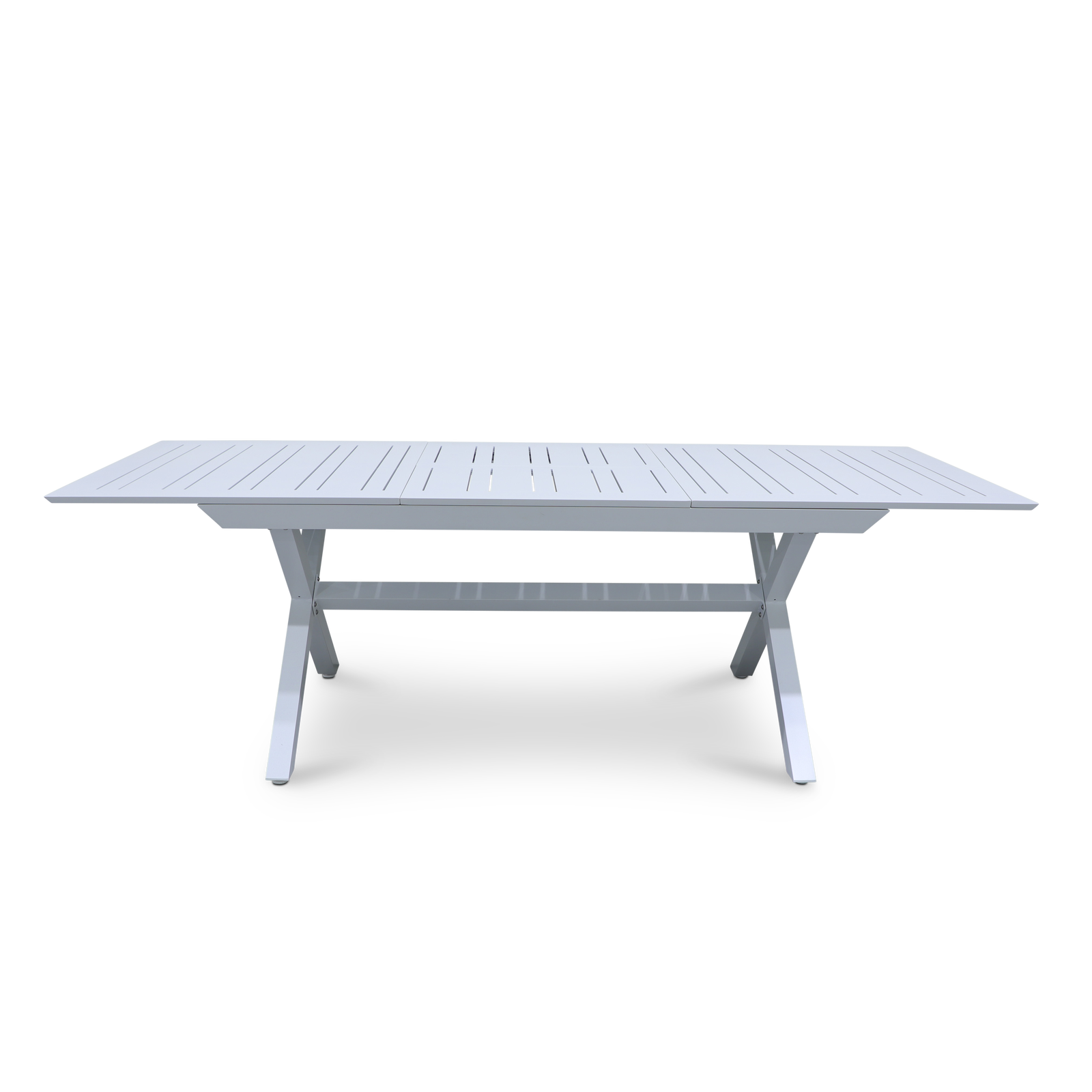 Caribbean Outdoor Extension Table in White with Rope Chairs - The Furniture Shack