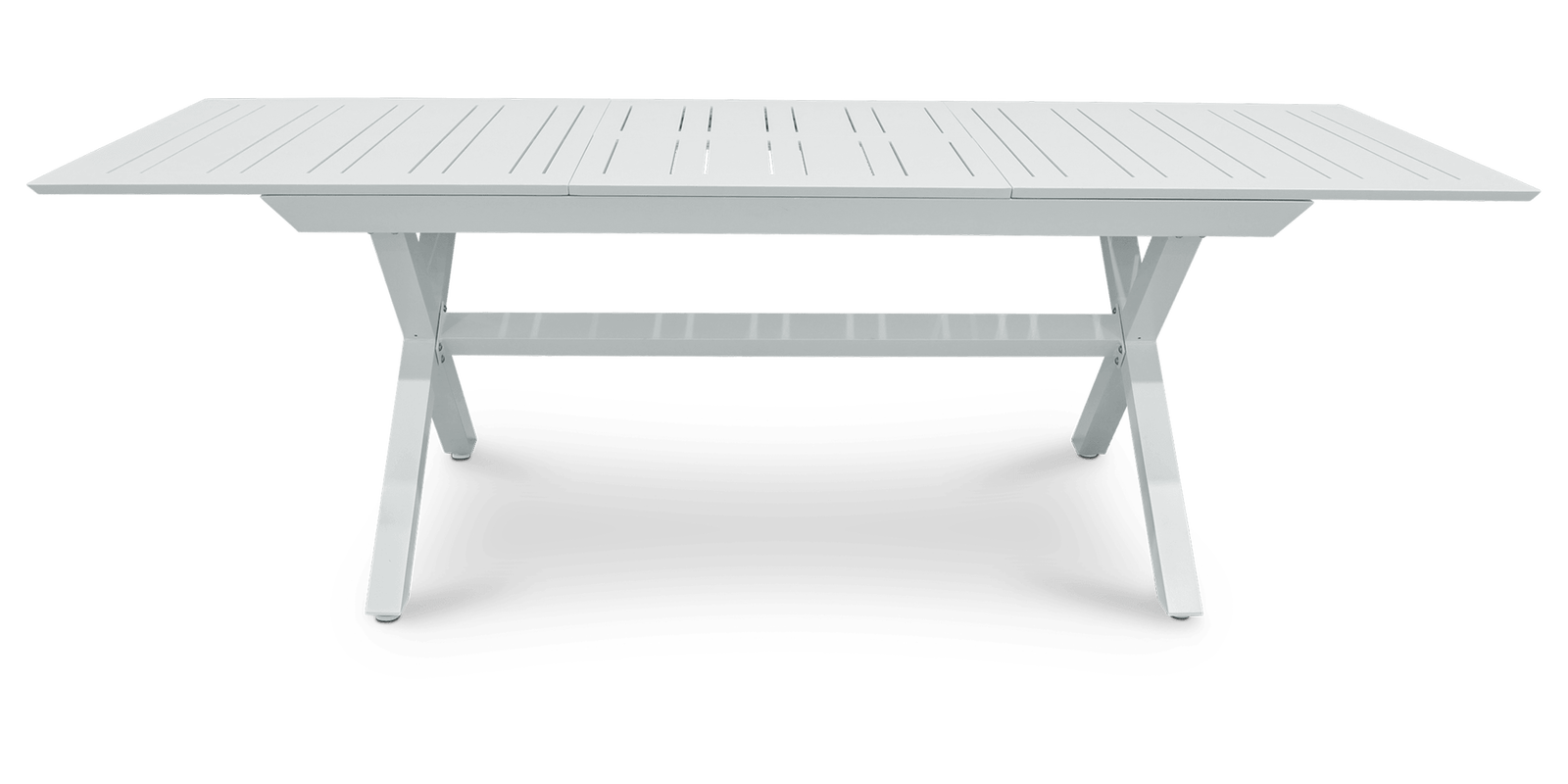 Caribbean Outdoor Extension Table in White with Rope Chairs - The Furniture Shack