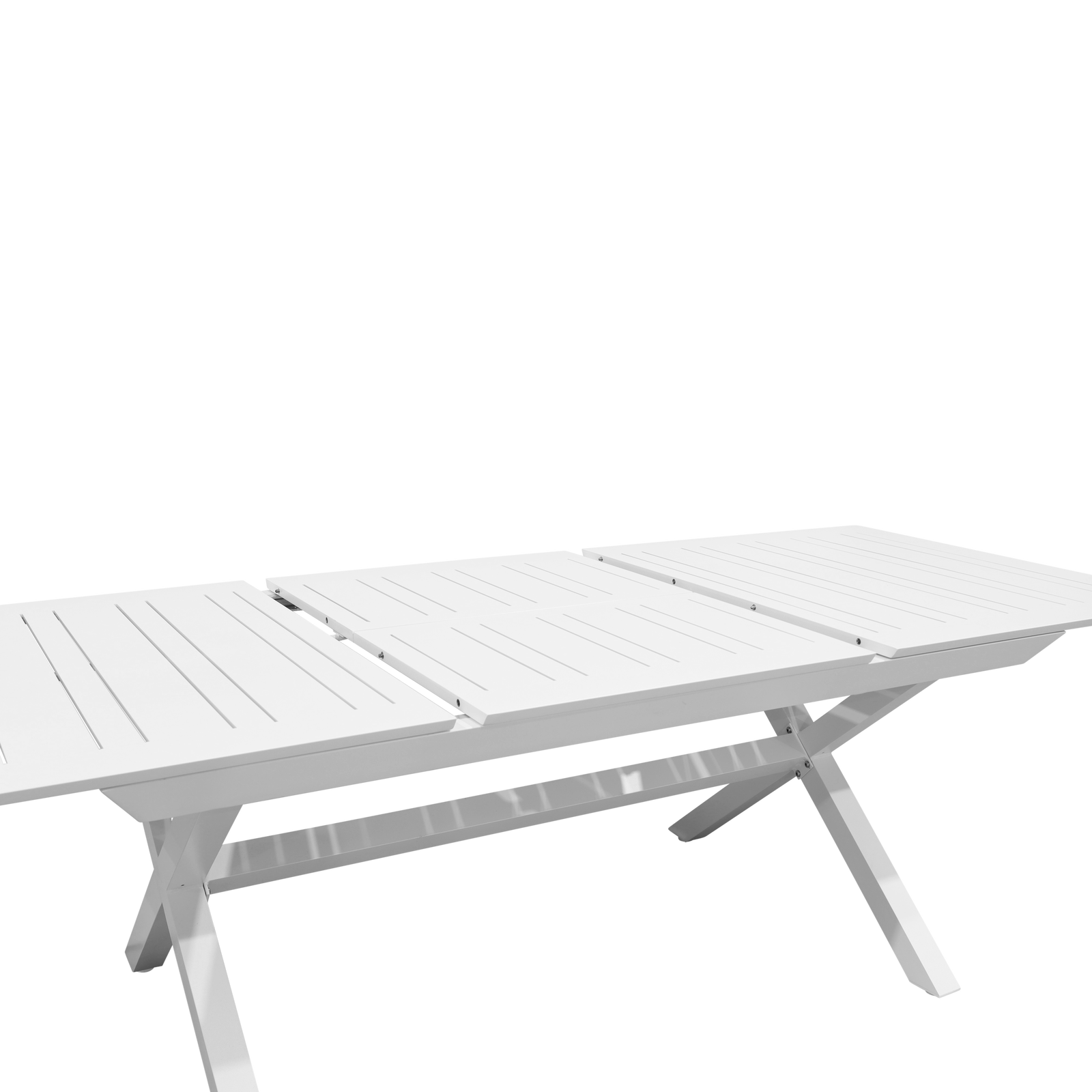 Caribbean Outdoor Extension Table in White with Wicker Chairs - The Furniture Shack
