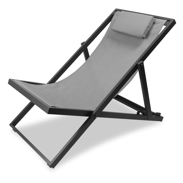 Chill Outdoor Deck Chair in Gunmetal Aluminium Frame and Charcoal Grey Textilene