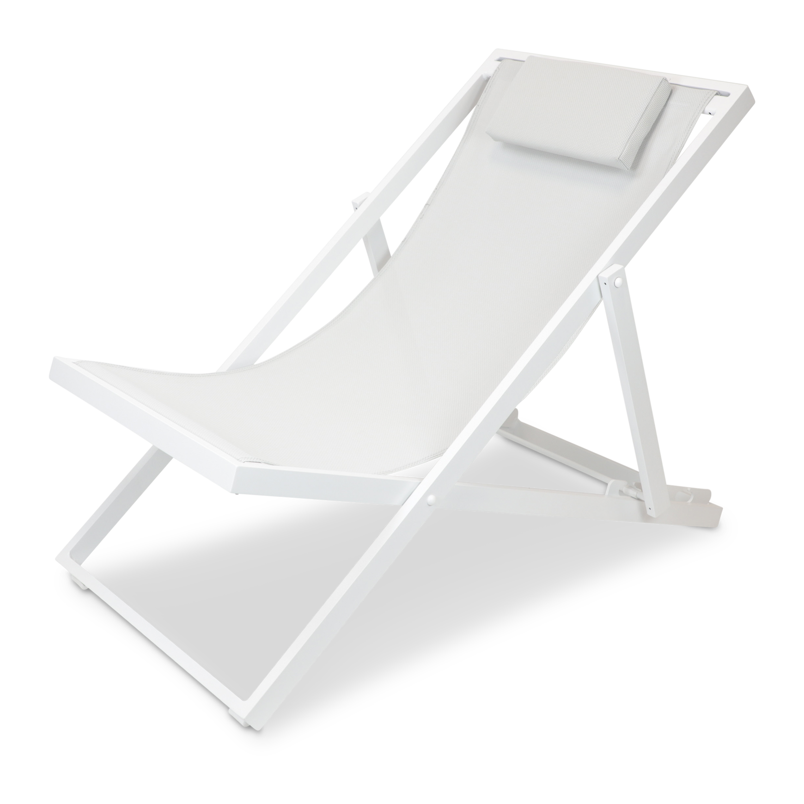 Chill Outdoor Deck Chair in Arctic White Aluminium Frame and Stone Grey Textilene - The Furniture Shack