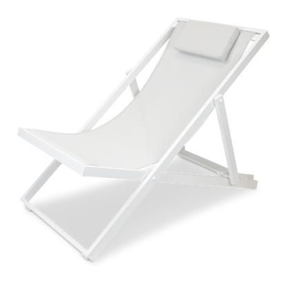 Chill Outdoor Deck Chair in Arctic White Aluminium Frame and Stone Grey Textilene - The Furniture Shack
