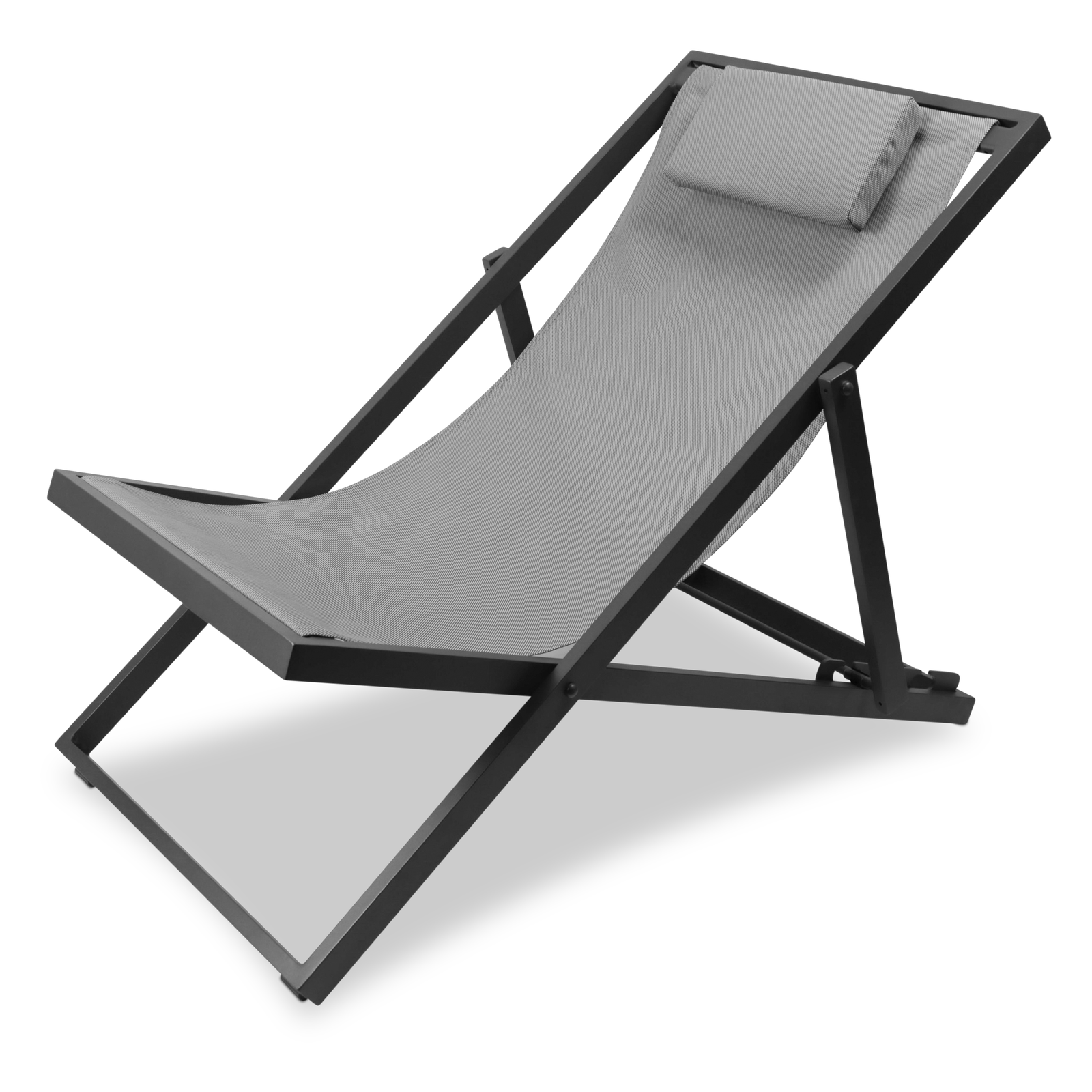 Chill Outdoor Deck Chair in Gunmetal Aluminium Frame and Charcoal Grey Textilene - The Furniture Shack