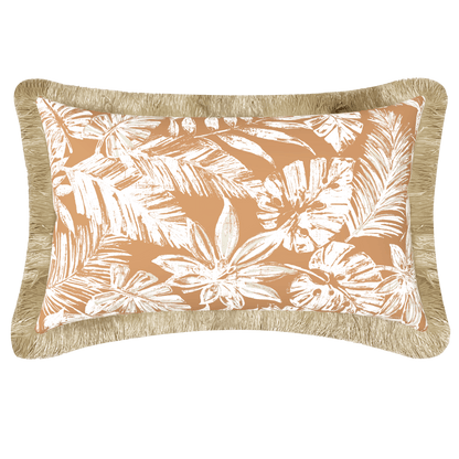 Tahiti Clay Escape - 30x50cm Fringed Outdoor Cushion