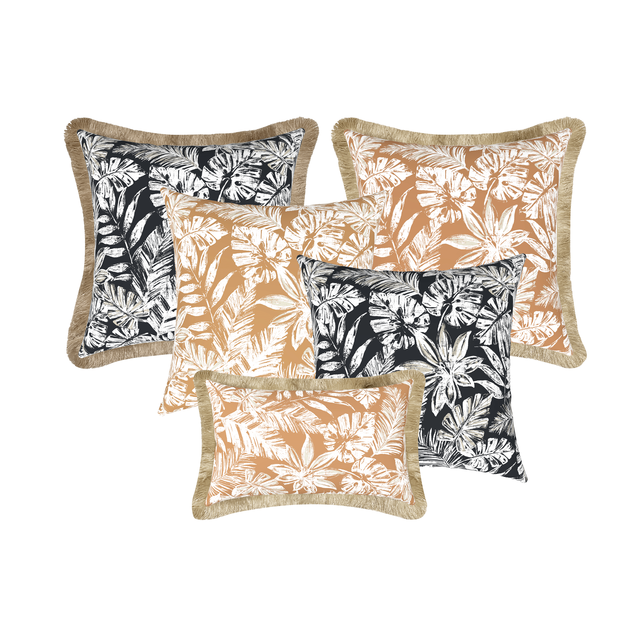 Tahiti Outdoor Cushions Stylist Selection - Clay Escape with Black 5pc