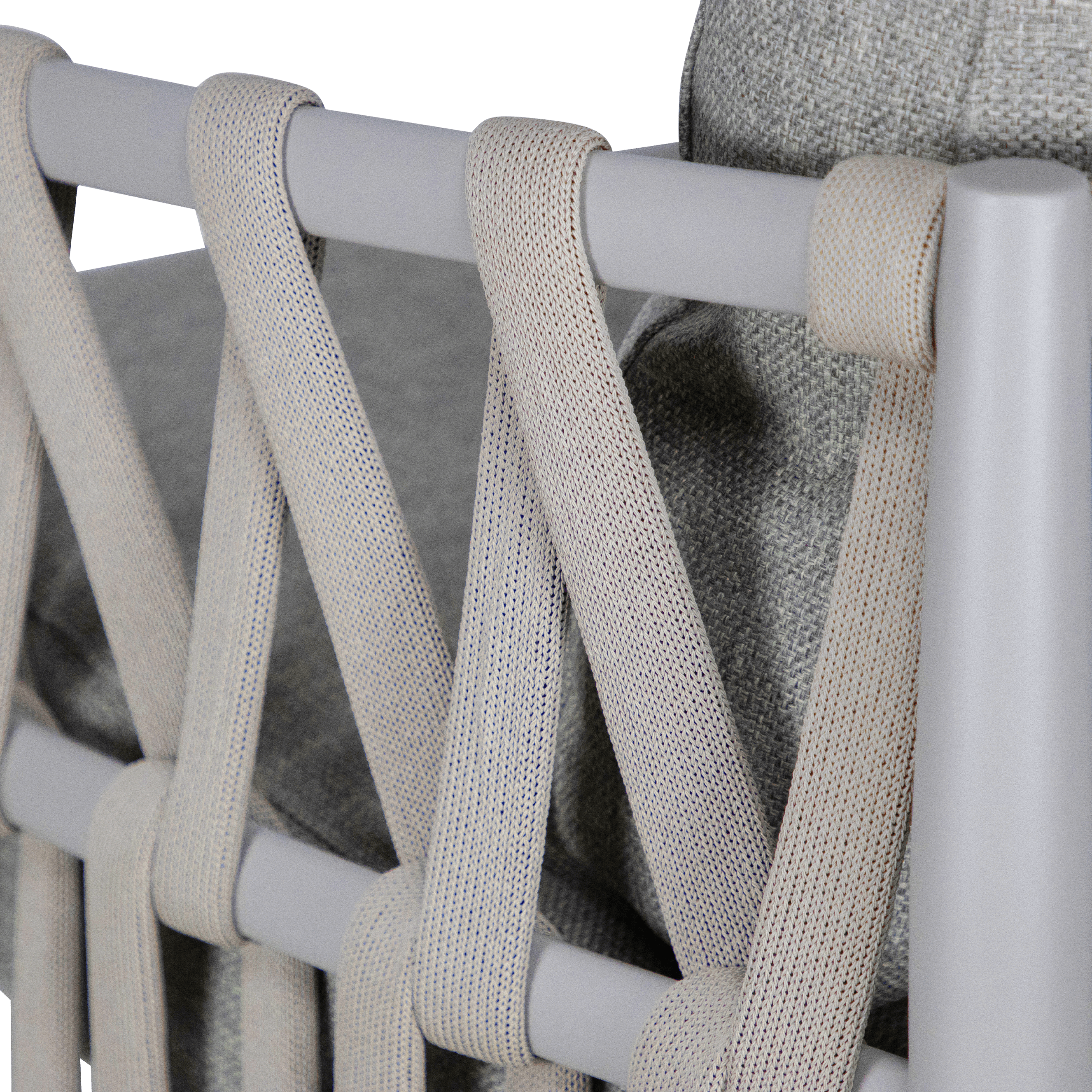 Kirra Armchair in Silk Beige with Smoke Olefin Cushions and Rope
