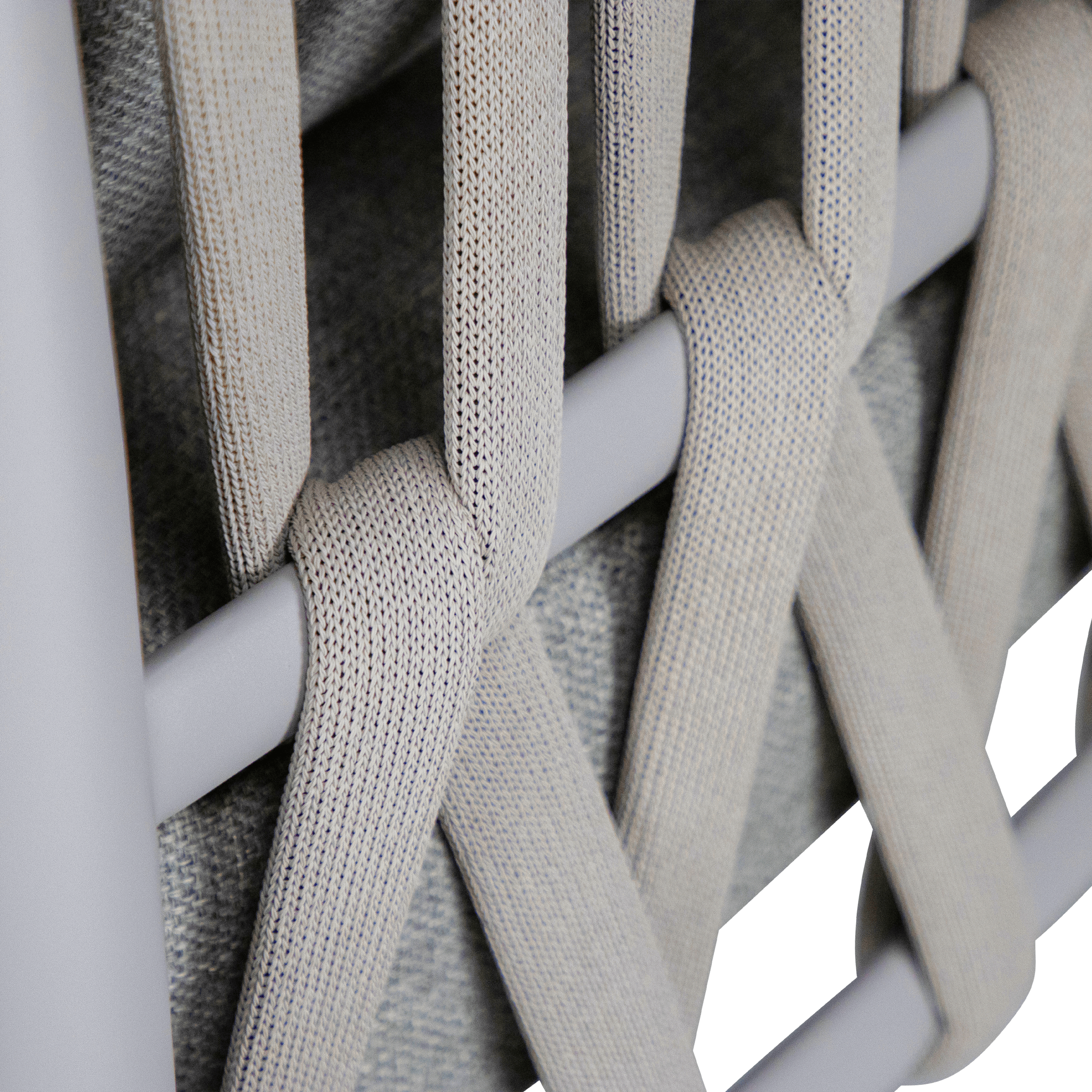 Kirra Armchair in Silk Beige with Smoke Olefin Cushions and Rope